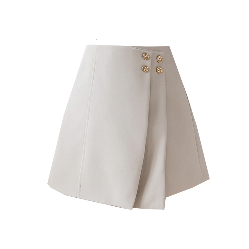 New product lighing delivery 2024 summer clothing new Korean version A-line half body versatile metal button wide leg shorts for women wearing pants s