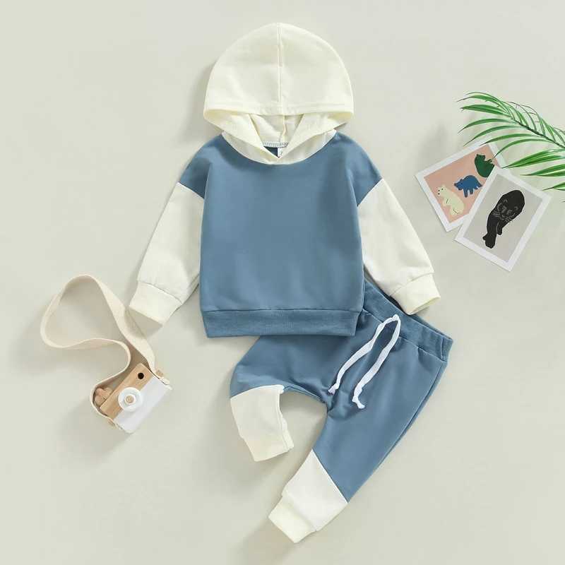Clothing Sets Autumn Toddler Baby Boys 2pcs Tracksuit Outfit Contrast Colors Long Sleeve Pullover Sweatshirt and Elastic Pants Suit