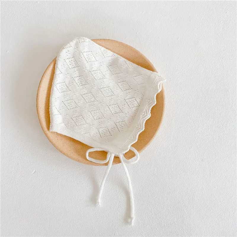Baby Womens Hat Solid Color Baby Hat 0-24 Months Baby Knitted Hat with Lace Flower Childrens HeadpieceW240715