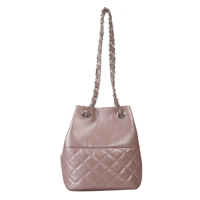 2025 Designer High small 3 end women's 2023 new summer versatile shoulder crossbody texture dia grid chain bucket bag