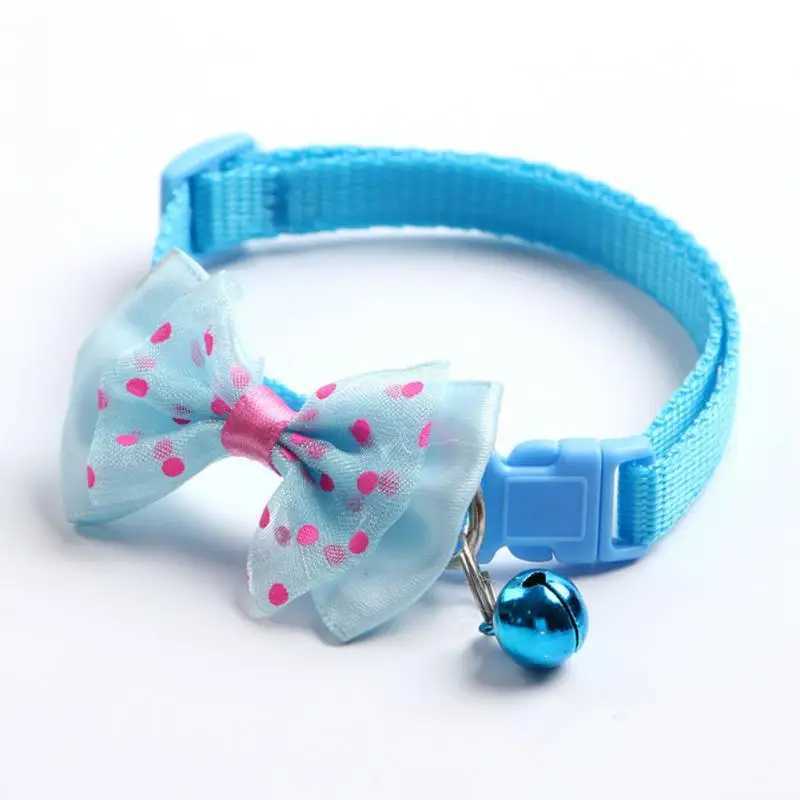 Pet Collar Adjustable Durable Cat Collars Cute Bow Kitten Necklace Soft Bell Puppy Lead Pet Product Dog Supplies Cat Accessories W250219