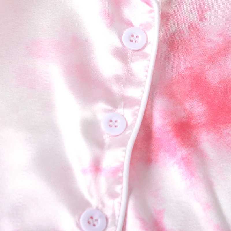 Clothing Sets 2020 New Fashion 1-7Years 2Pcs Kids Boy Girl Pajama Set Tie-Dyed Lapel Long-Sleeves Top with Button Open + Elastic Loose Pants