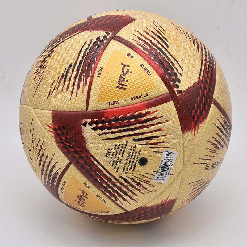 Durable Soccer Ball Professional Size 5 Golden PU Material Wear Resistant Match Training Football Qatar World Cup 240711