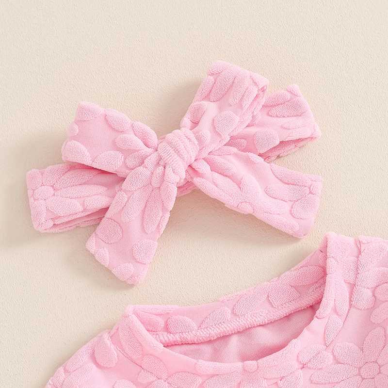 Clothing Sets 2024-05-22 Lioraitiin Toddler Girl Fall Outfit Daisy Embroidery Long Sleeve Sweatshirt with Elastic Waist Pants Headband Set