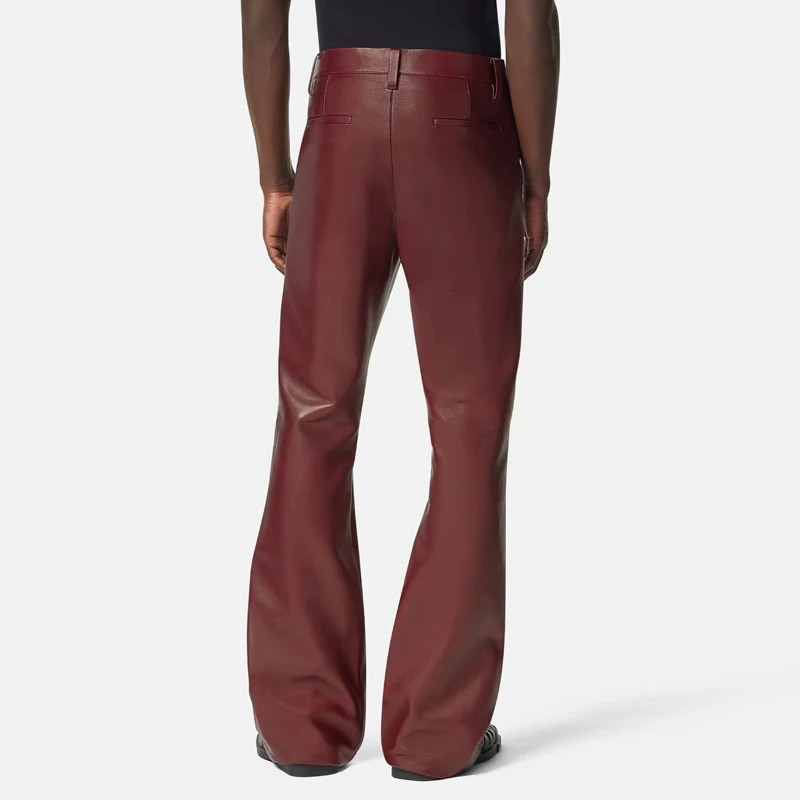 High quality genuine leather mens pants products for spring and autumn brown British fashion Custom sheepskin pants for men 240712