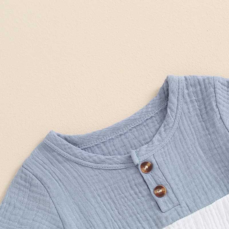 Clothing Sets 2024 Summer Baby Clothing Set Toddler Boys Clothes Suit Infant Patchwork Short Sleeve T-Shirts Elastic Waist Shorts Boys Outfits