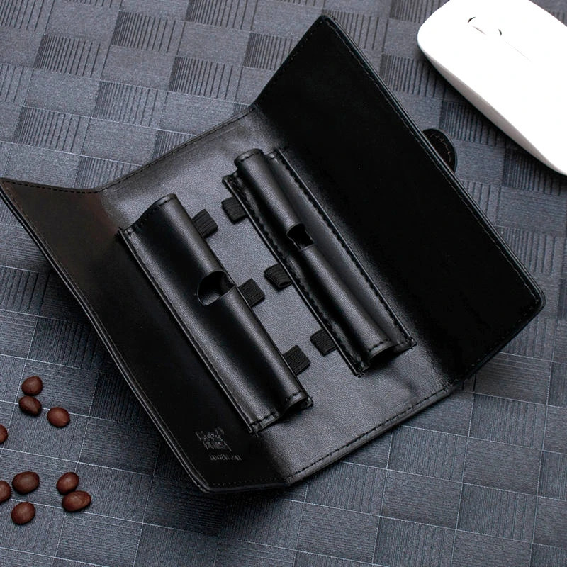 high quality black MB Leather and PU pen bag Business office stationery pencil case for Birthday gift 240711