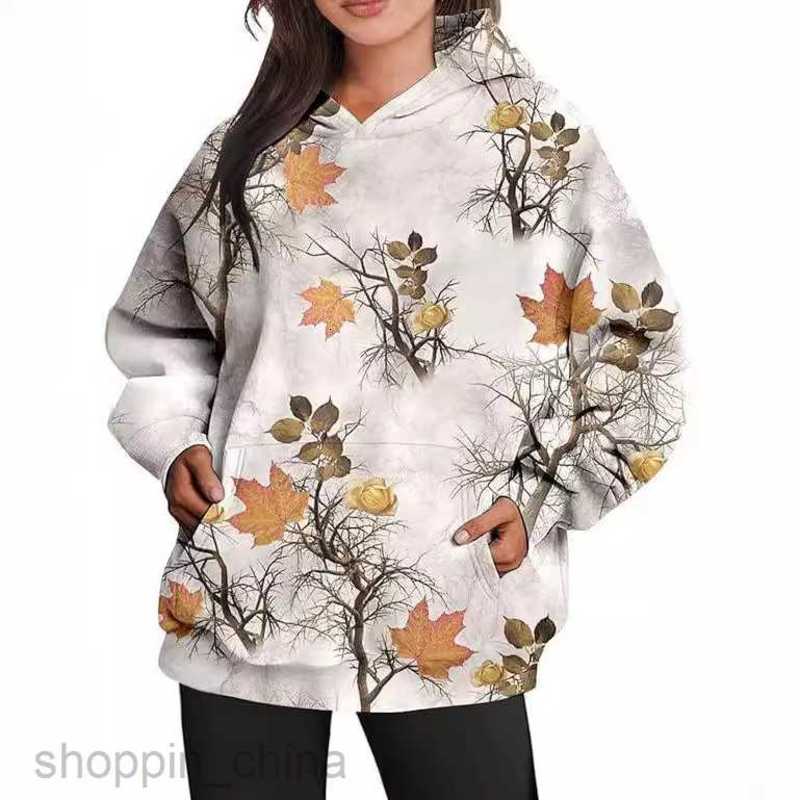 Women Hoodies Sweatshirts Autumn new women's camouflage hoodie with maple leaf print sports hoodie with pocket rest Woman jogging suit