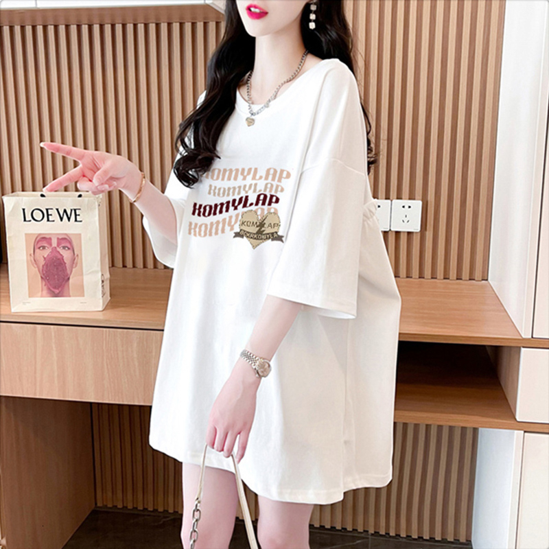 First cotton 2024 summer short sleeved women's Korean version loose oversized T-shirt top