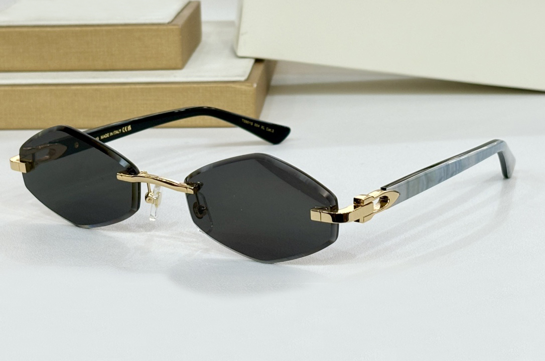 Rimless Diamond Sunglasses for Men Women Gold Grey Designer Glasses Stylish Summer Sunnies UV400 Eye Protection with Case