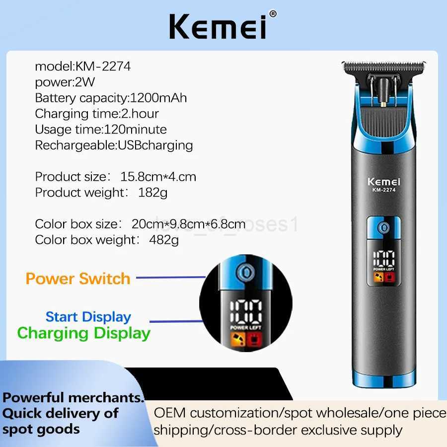 KM-2274 Kemei/KEMEI New Pushing Hair clipper with LCD digital display and fast oil filling head carving for hair cuttingM240715