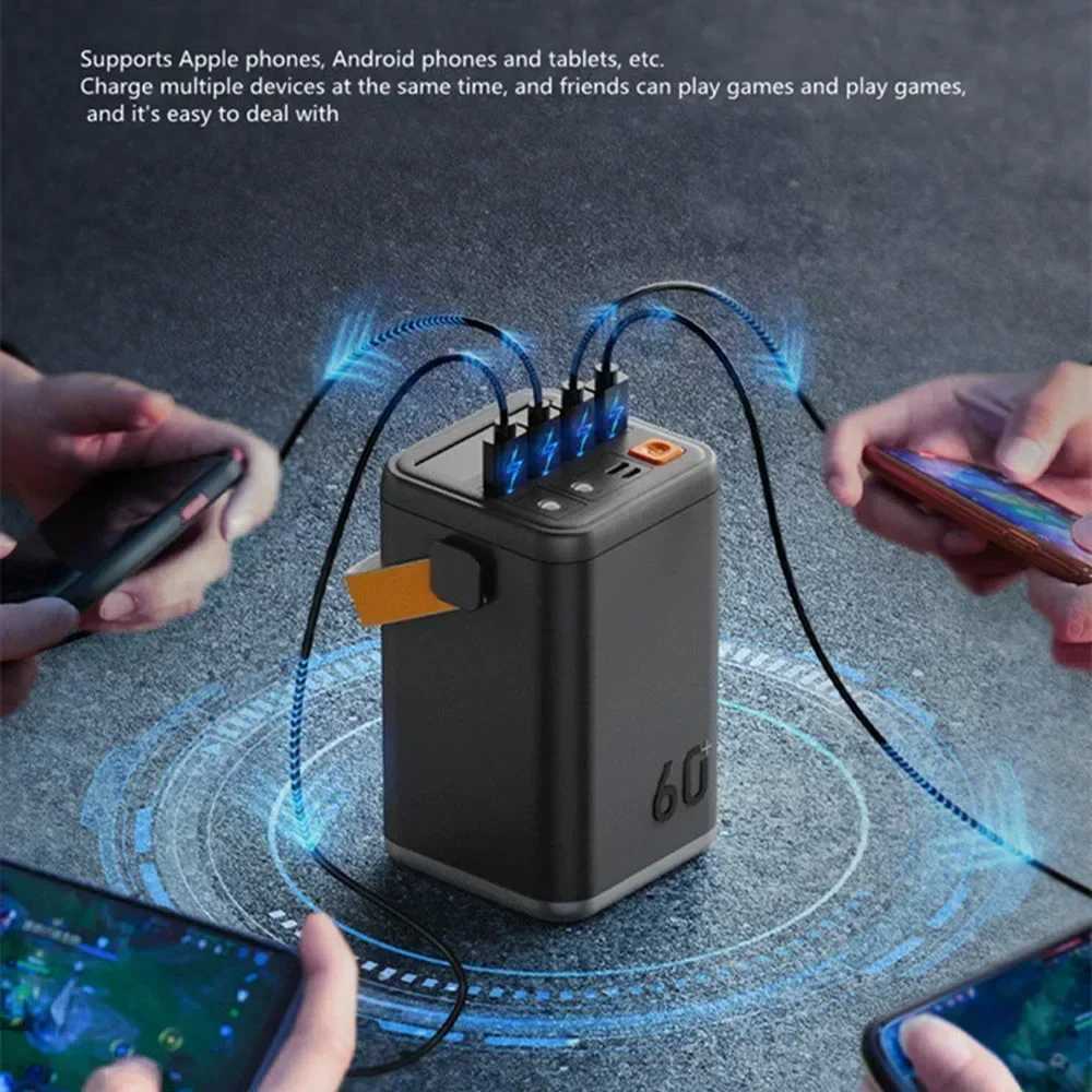 60000mAh Outdoor Power Bank Portable PowerBank External Battery Pack PD 30W Fast Charger For iPhone mobile power station M240715