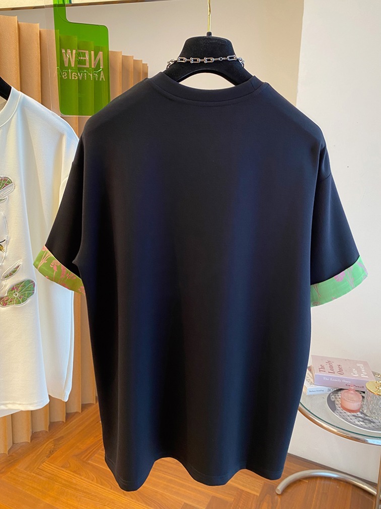 26 count pure cotton 300 jin lotus pond moonlight new Chinese style embroidered T-shirt women's short sleeved summer top