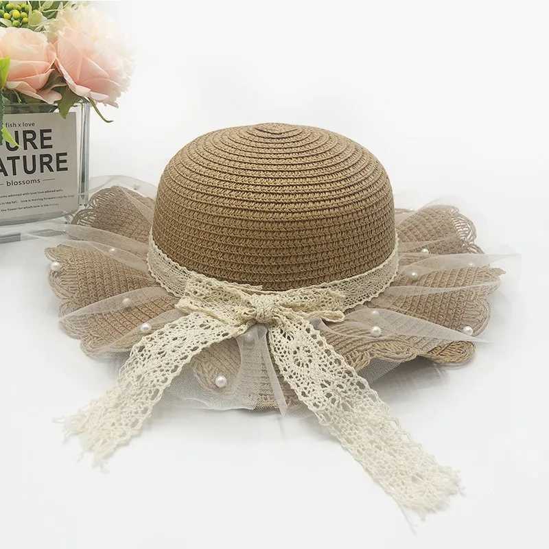 Woven Hat Outdoor Sunscreen Str Hat Sun Hat Childrens Breathable Beach Hat Summer Lace Panama HatW240715