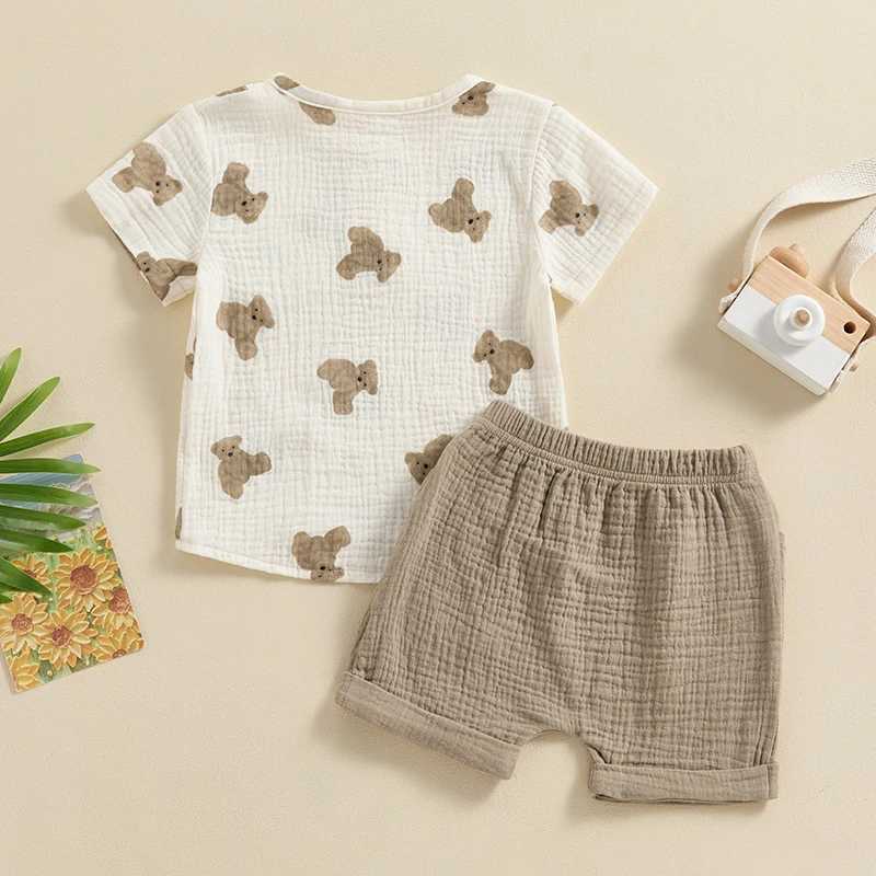 Clothing Sets New Summer Baby Clothes Suit Children Boys Fashion Bear Print Tops with Shorts 2Pcs/Sets Toddler Casual Costume Kids Clothing