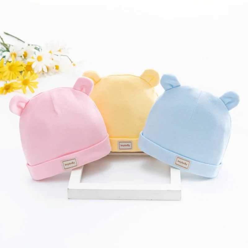 Baby hat Newborn solid color hat childrens rabbit hat childrens soft cotton breathable sweat absorbent for boys and girls baby productsW240715