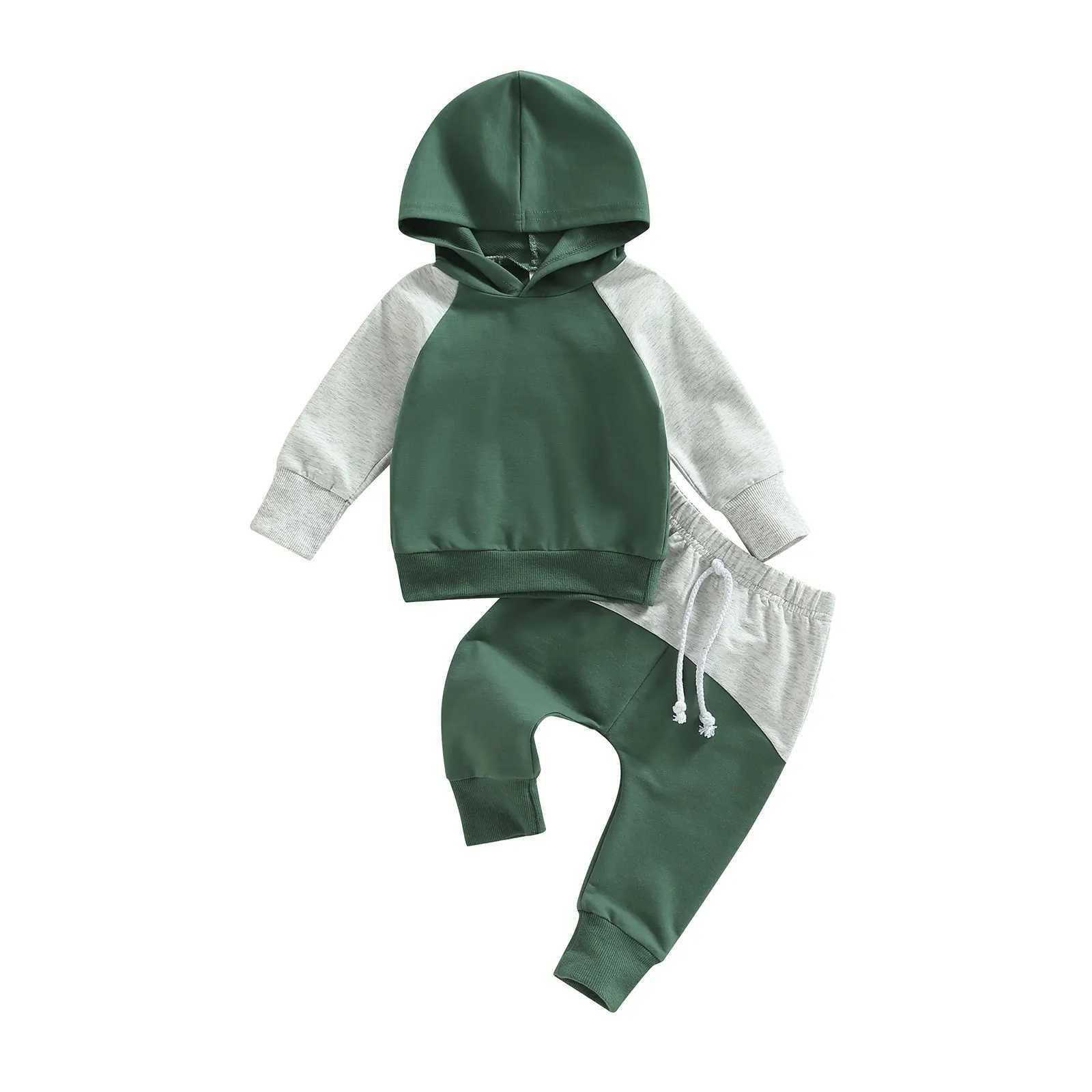 Clothing Sets Autumn Toddler Newborn Baby Boys Clothes Sets Long Sleeve Contrast Color Hoodie Tops+Drstring Long Pants Outfits