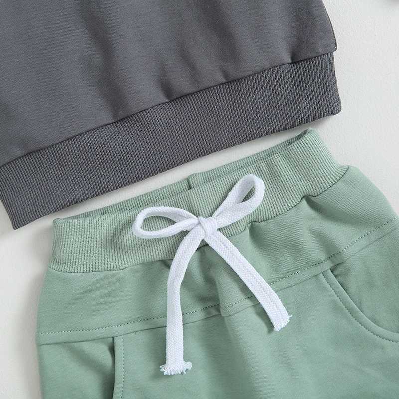 Clothing Sets Toddler Baby Boys 2 Piece Outfits Contrast Color Knitted Long Sleeve Hoodie Sweatshirt and Elastic Pants Spring Fall Clothes