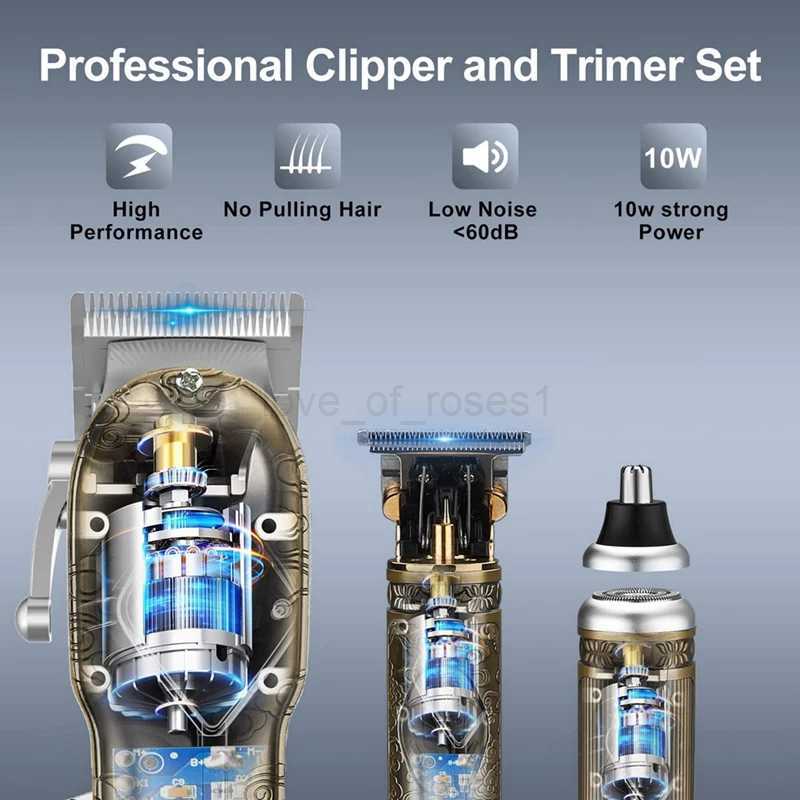 Hair Clippers For Professional Cordless Barber Trimmer Set Beard Trimmer Set USB Rechargeable Hair Cutting Grooming KitZ240715