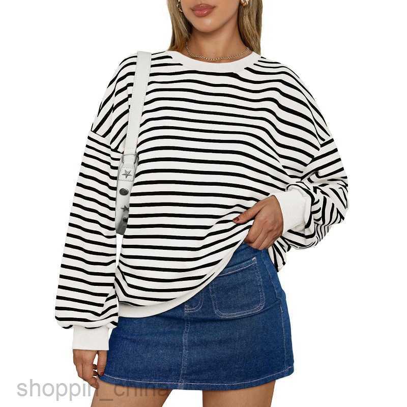 Women Hoodies Sweatshirts women's autumn and winter new striped long sleeved round neck sports shirt Y2K hoodie Woman jogging suit