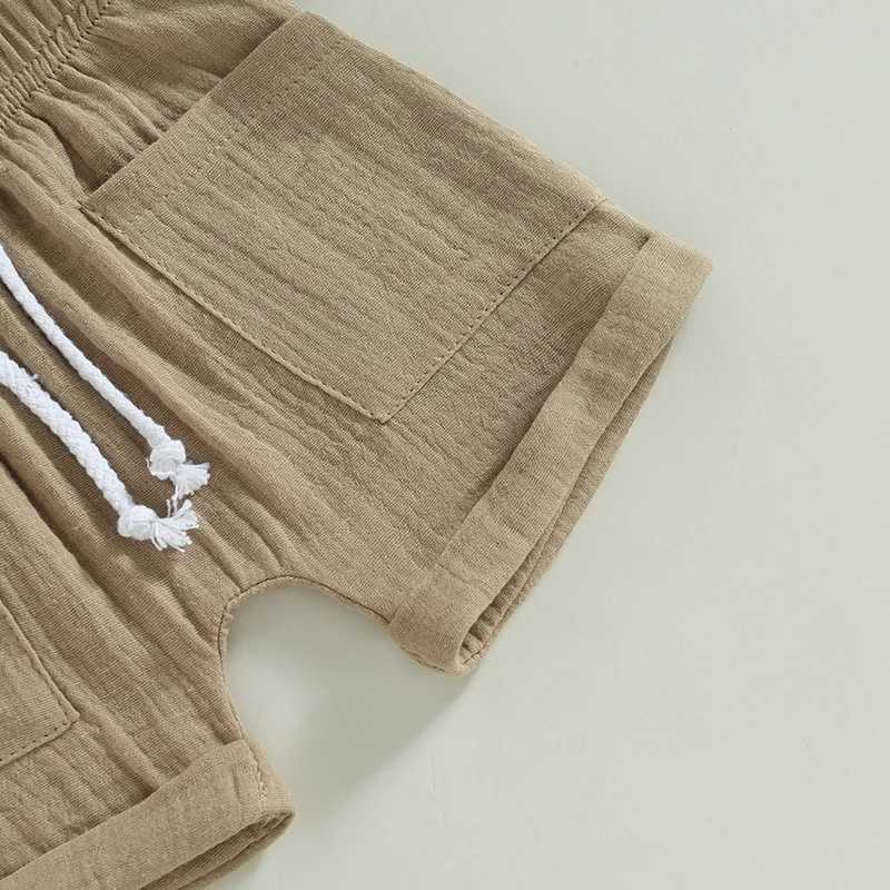 Clothing Sets Toddler Baby Boys Summer 2-piece Outfits Solid Color Short Sleeve T-shirt with Breast Pocket and Casual Elastic Shorts Set