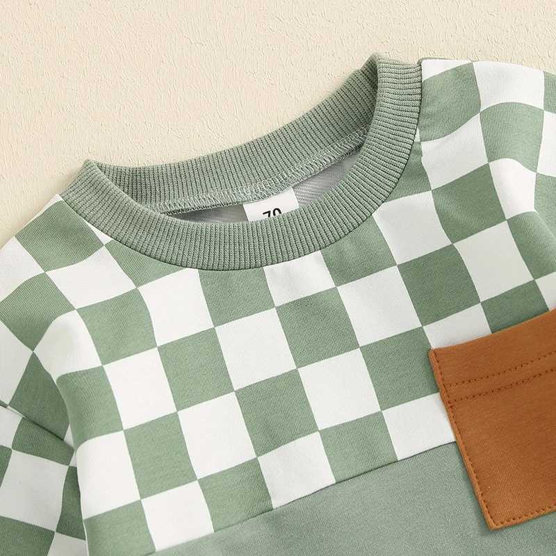 Clothing Sets 2PCS Autumn Baby Tracksuit For Toddler Boys Outfits Checkerboard Print Long Sleeve Sweatshirts Tops Pants Toddler Clothes Sets