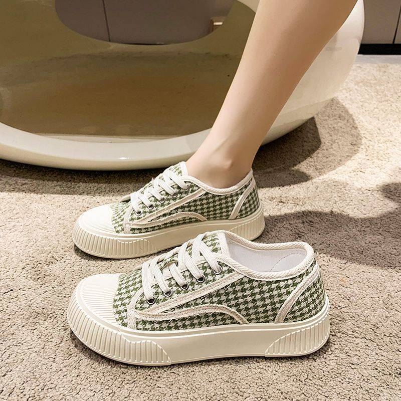 Autumn Spring New Fashionable and Versatile Canvas Casual Sports Board Student Korean Edition Women's Shoes, Thick soled Biscuit Shoes for Women 