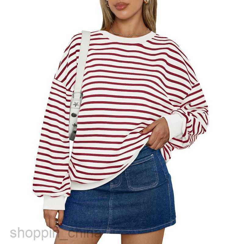 Women Hoodies Sweatshirts women's autumn and winter new striped long sleeved round neck sports shirt Y2K hoodie Woman jogging suit