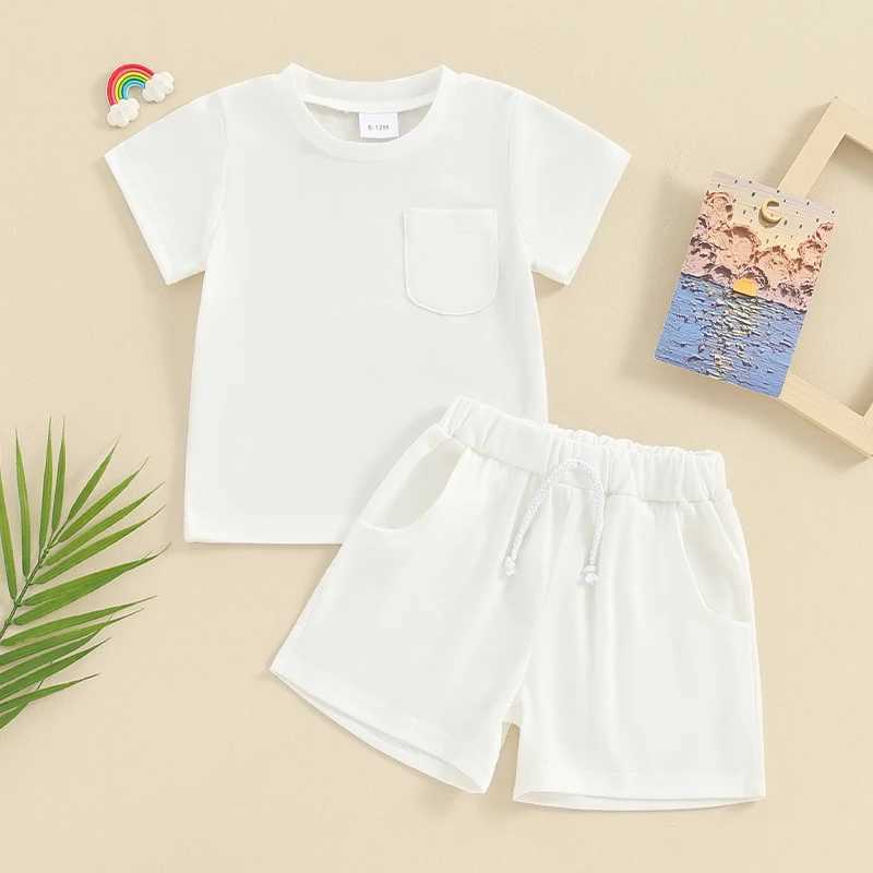 Clothing Sets 2023-12-26 Lioraitiin Toddler Baby Boy Girl Summer Outfits Cotton Short Sleeve Solid T-shirt Top Casual Shorts Spring Clothes