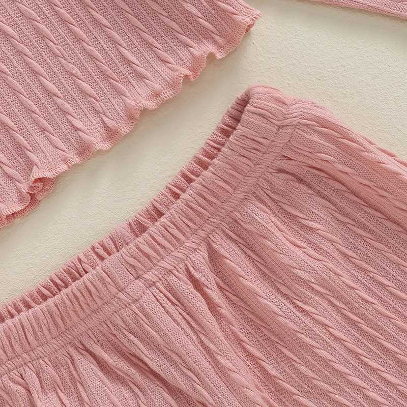 Clothing Sets 2024-05-05 Lioraitiin Kids Girls Pants Set Long Sleeve Crew Neck T-shirt Tops with Pants Clothing Set Fall Outfit