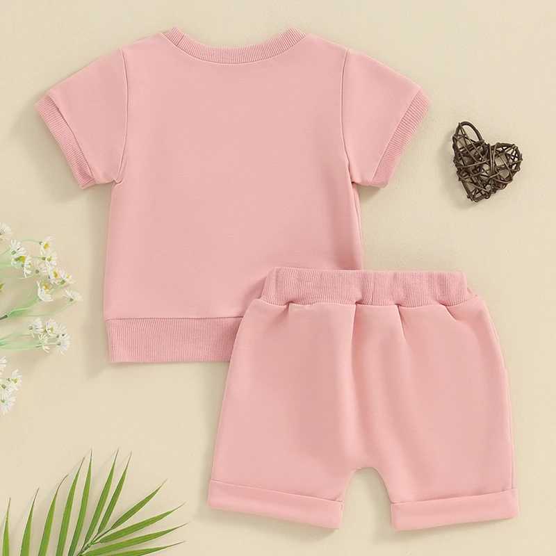 Clothing Sets Lioraitiin Infant Kids Baby Girl Clothes Fuzzy Letter Embroidery O-Neck Short Sleeve Sweatshirts T-Shirts Shorts Sportwear Suits
