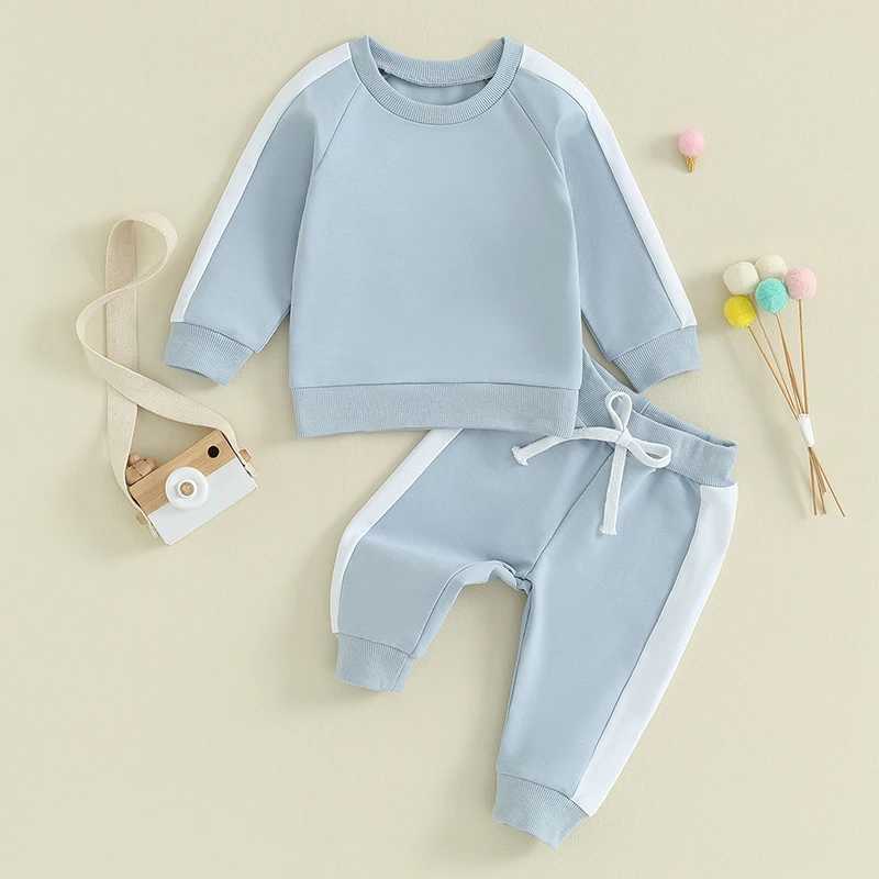 Clothing Sets 2023-08-21 Lioraitiin 0-3Y Newborn Baby Girl Clothes Contrast Color Long Sleeve Crew Neck Sweatshirt Sweatpants Fall Outfits