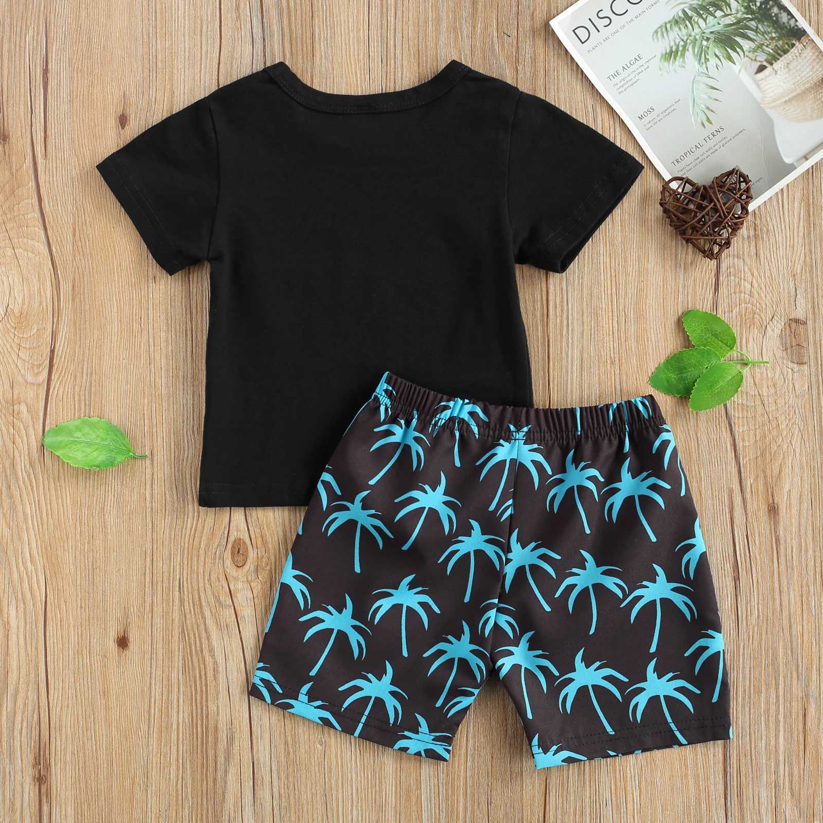 Clothing Sets 2021-01-29 Lioraitiin 0-3 Years Toddler Baby Boys Short Sleeve Letter T-Shirt Top+Print Short Pants 2Pcs Casual Outfit Set