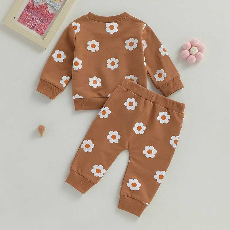 Clothing Sets 2023-07-14 Lioraitiin 0-3Years Toddler Baby Girls 2Pcs Fall Outfit Set Floral Print Sweatshirt Top with Drstring Pants