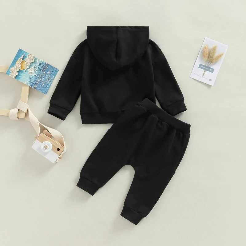 Clothing Sets 2022-10-05 Lioraitiin 0-3Years Baby Boys 2Pcs Fall Outfits Long Sleeve Letter Print Hoodie and Pocket Pants Set