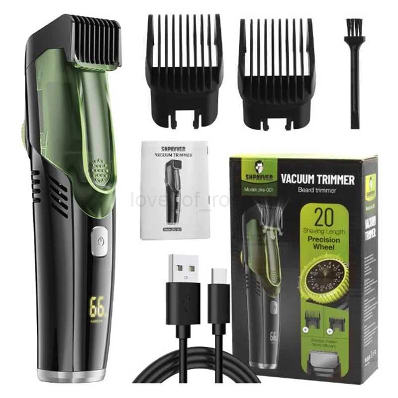 Washable Electric Vacuum Beard Trimmer For Men Wet Dry Face Style Clipper Auto Sucking Snipped Hair Less Mess Moustache ShaverM240715