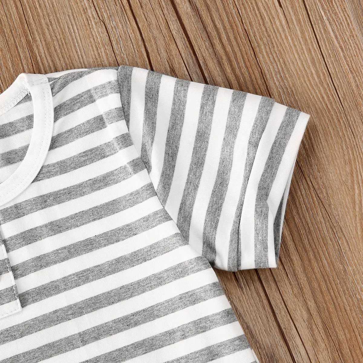 Clothing Sets lioraitiin 0-3Years 2Pcs Toddler Baby Boy Clothes Set Striped Short Sleeve T Shirt Top Pants Cool Outfit Clothing Set