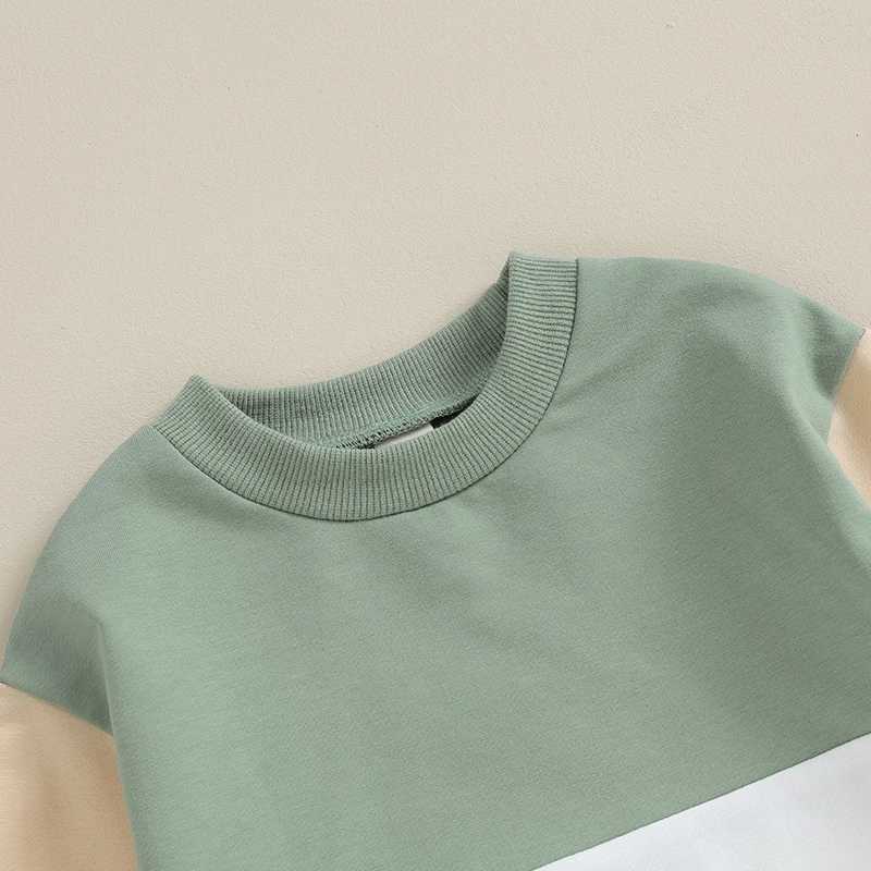 Clothing Sets 2023-08-21 Lioraitiin 6M-4Y Newborn Baby Boys Clothes Set Contrast Color Sweatshirt Elastic Waist Pants Outfits Toddler Suits