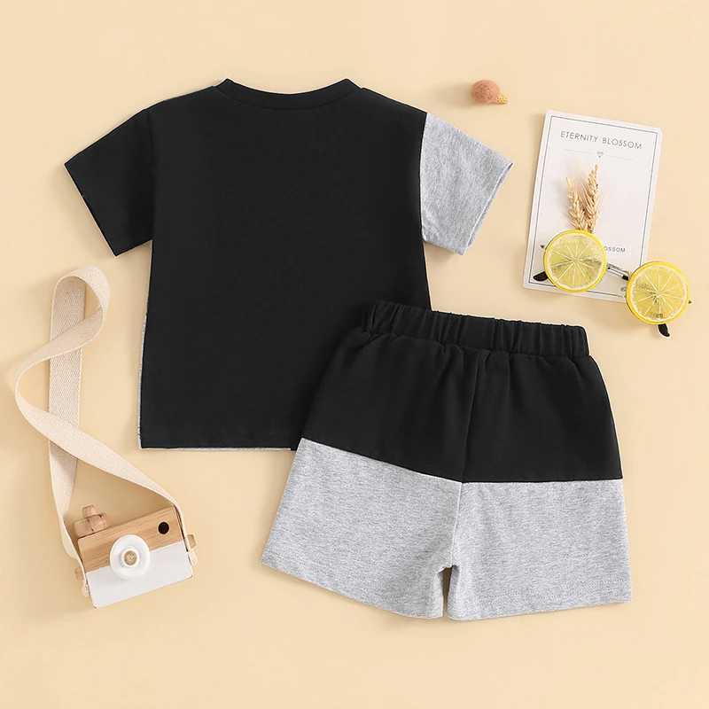 Clothing Sets Baby Boys Clothes Set Toddler Boy Contrast Color Short Sleeve T-shirt with Elastic Waist Shorts Summer Outfit 0-3Y