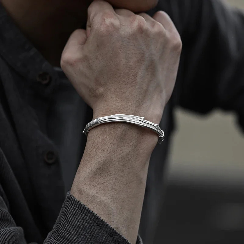 Color Handmade Woven Bracelet for Mens Retro Personalized Silk Opening Bracelet for Mens Bangles Fashion Jewelry 240710
