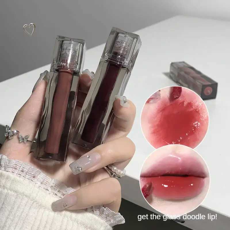 Waterproof Mirror Nude Lip Gloss Transparent Nude Dark Brown Red Lip Glaze Lasting Velvet Liquid Lipstick Women Makeup Cosmetic zxx240715