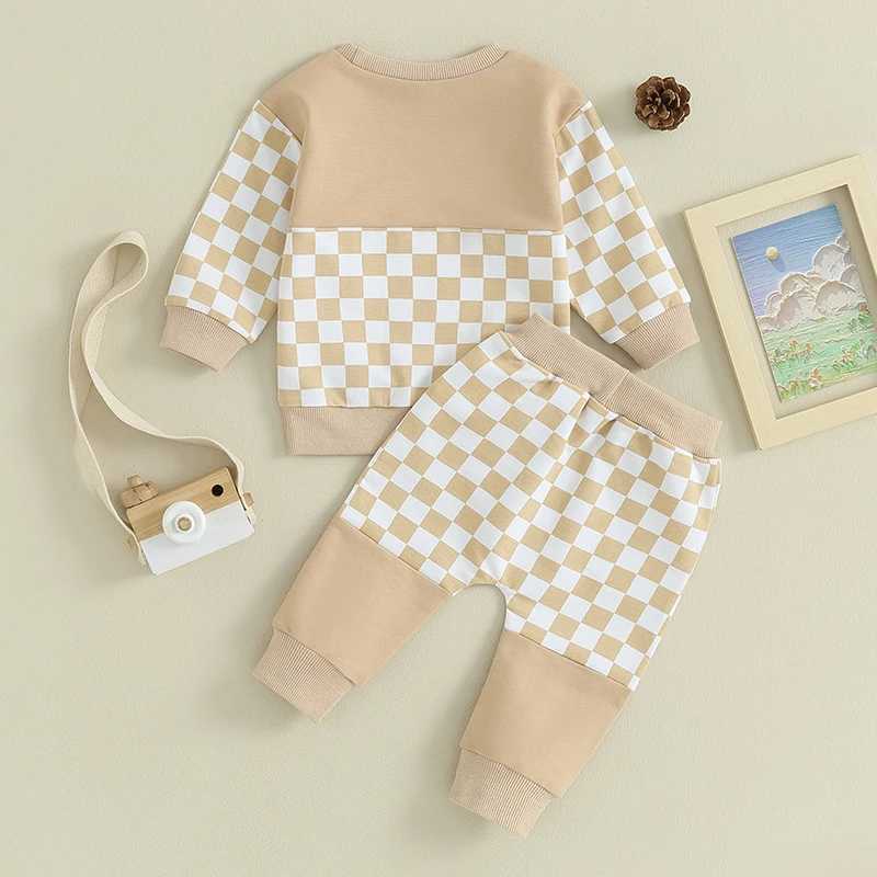 Clothing Sets 2023-08-01 Lioraitiin 0-3T Baby Boy Clothes Outfits Plaid Long Sleeve Pocket Sweatshirt and Elastic Pants Toddler Fall Clothes
