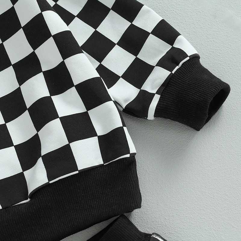 Clothing Sets 2023-06-06 Lioraitiin 0-5Years Toddler Girls Boys 2Pcs Fall Clothing Outfit Plaid Long Sleeve Crew Neck Hoodie Sweatpants Set
