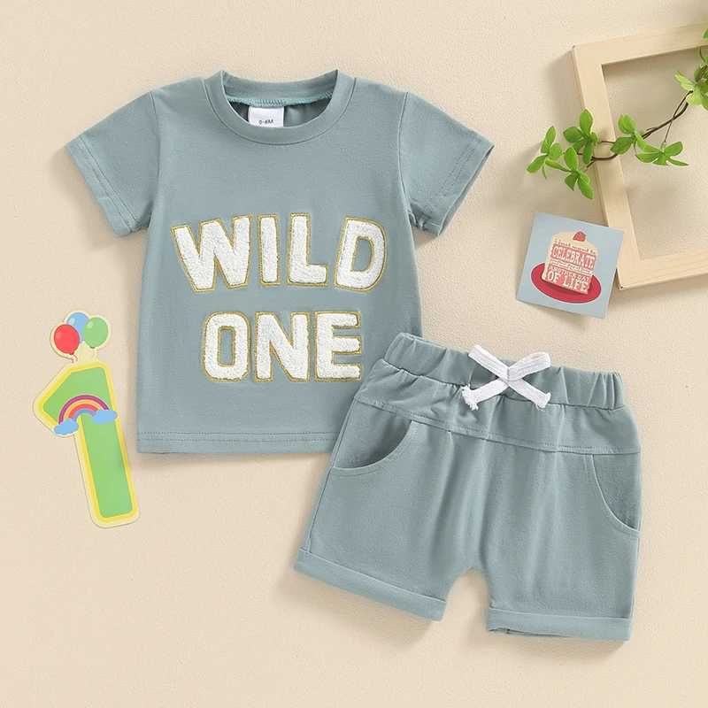 Clothing Sets 2024-03-20 Lioraitiin Summer Baby Boys Outfits Letter Embroidery Short Sleeves T-Shirt and Elastic Shorts Vacation Clothes Set