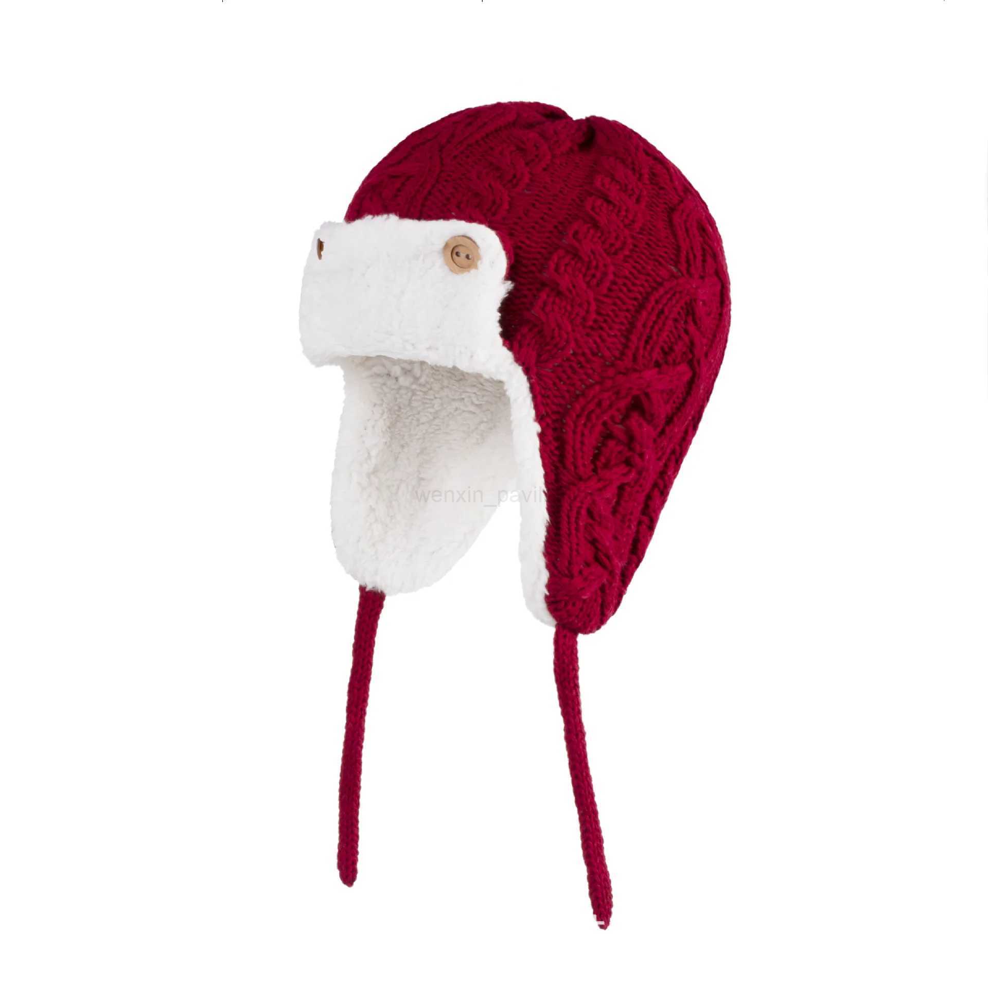 0-5Years Autumn Winter Baby Knitted Hat New Solid Color Boys Girls Childrens Wool Hat Velvet Thickened Warmth HatXJ240715