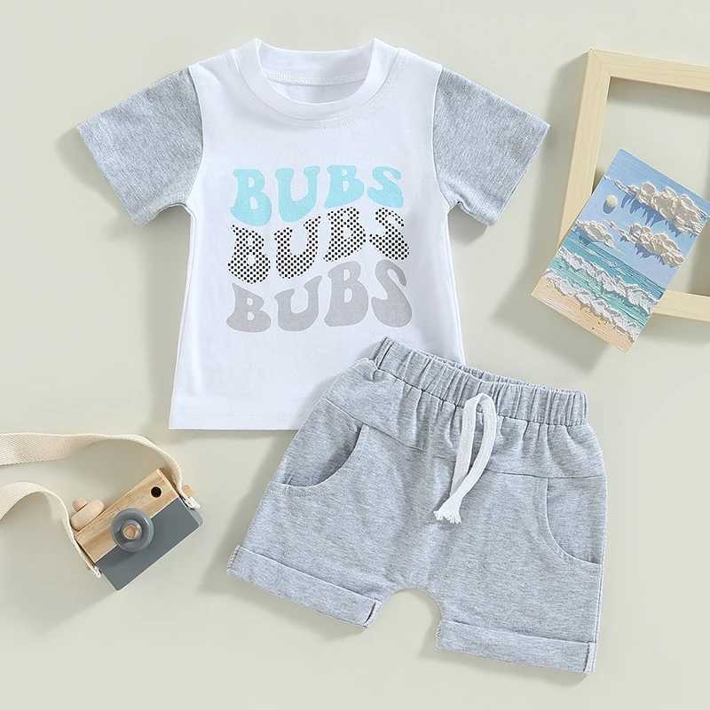Clothing Sets 2023-02-16 Lioraitiin 0-3years Infant Boys Summer Outfits Contrast Letter Print Crew Neck Short Sleeve T-Shirts Solid Shorts