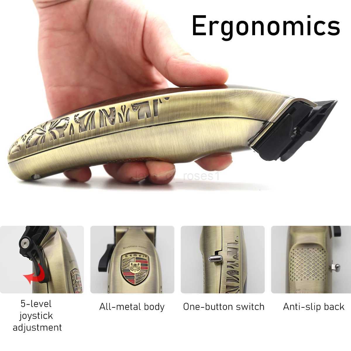 Kemei KM-2230 2236 Brushless Motor Professional Hair Clipper Kit for Men Full Metal with Seat Charger LCD Hair Cutting MachineM240715