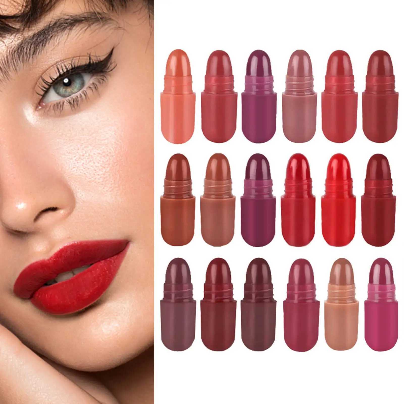 Pills Lipstick 18 Colors 18 Colors Long Lasting Pill Lipstick Cute Waterproof Non-Fading Lipstick Velvet Matte Lipstick Set zxx240715
