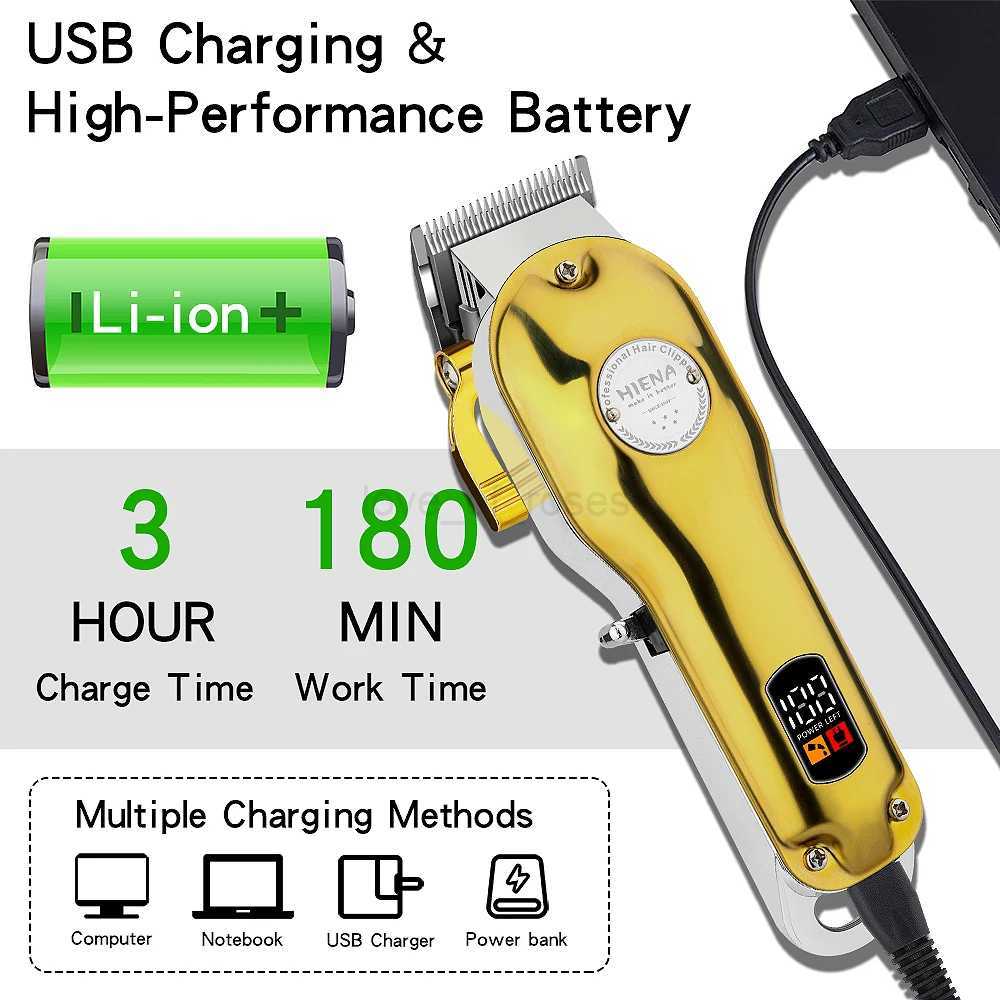 HIENA Professional barber Hair Clippers set Beard Trimmer Adjustment rocker head steel Hair Cutting Machine ClipperM240715