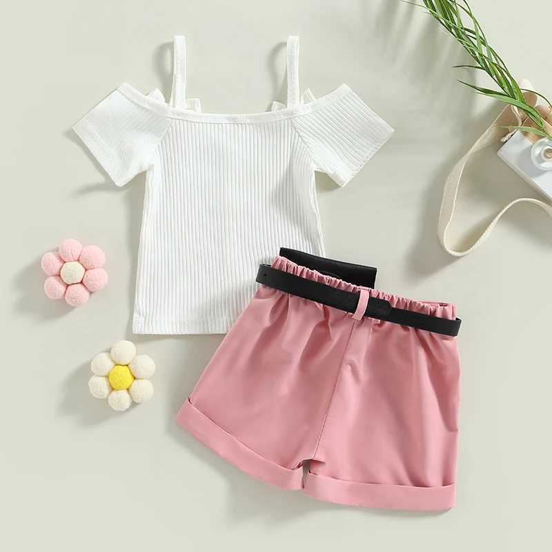 Clothing Sets 2023-02-03 Lioraitiin 0-4Years Kids Girls 2Pcs Summer Fashion Set Short Sleeve T-shirt with Rolled Hem Shorts and Waist Bag